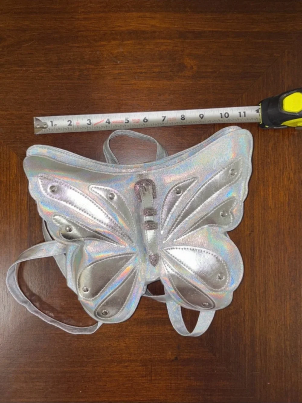 Holographic Justice Girls Butterfly Mini Backpack Purse Glitter Silver School
